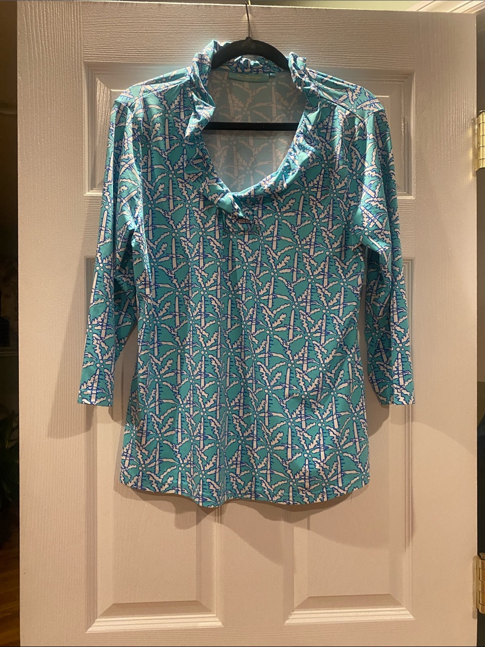 Women’s Teal Print 3/4 Sleeve Blouse